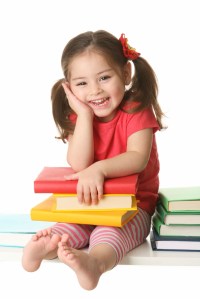 Preschooler with books